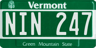 VT license plate NIN247