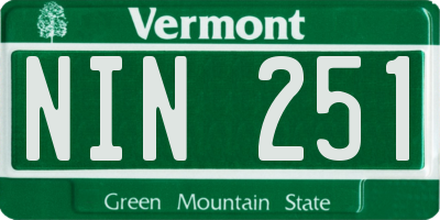 VT license plate NIN251