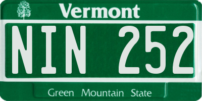 VT license plate NIN252