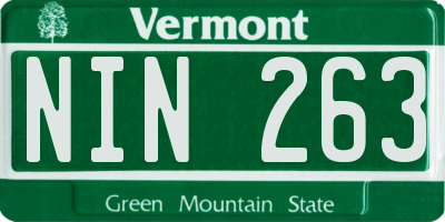 VT license plate NIN263