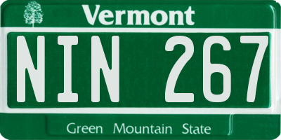 VT license plate NIN267