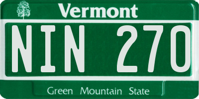 VT license plate NIN270