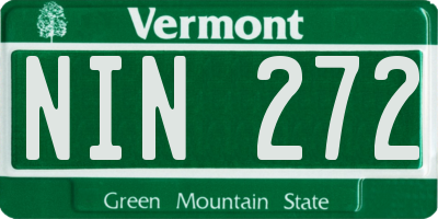 VT license plate NIN272