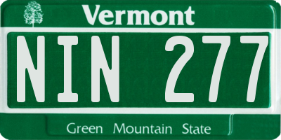 VT license plate NIN277
