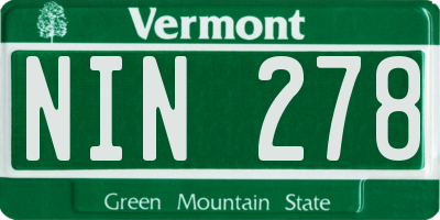 VT license plate NIN278