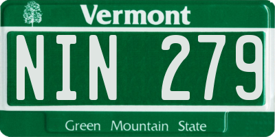 VT license plate NIN279