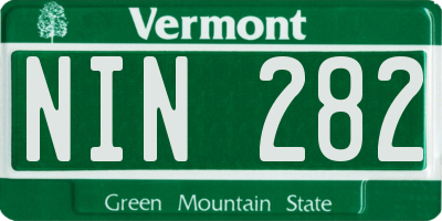 VT license plate NIN282