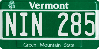 VT license plate NIN285