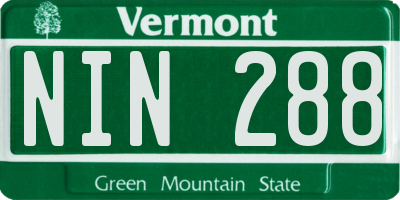 VT license plate NIN288