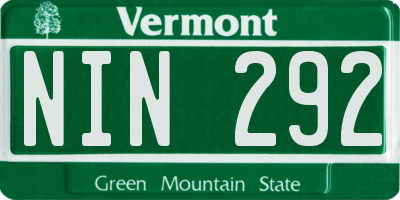 VT license plate NIN292