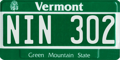 VT license plate NIN302