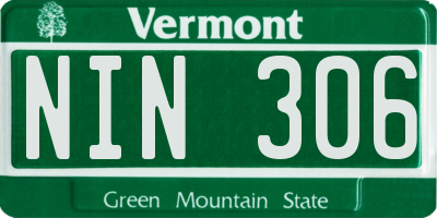 VT license plate NIN306