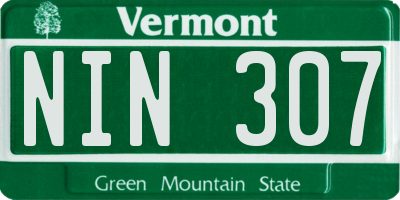 VT license plate NIN307