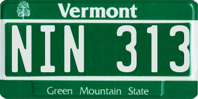 VT license plate NIN313