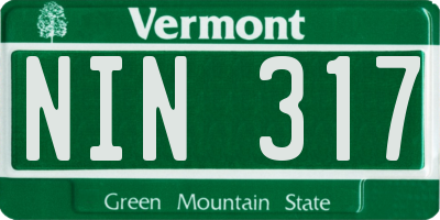 VT license plate NIN317