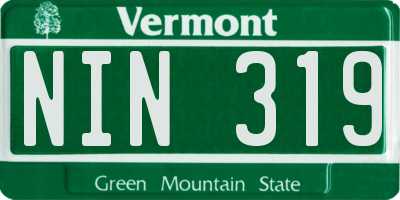 VT license plate NIN319