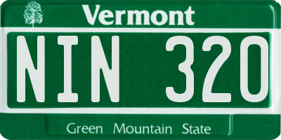 VT license plate NIN320