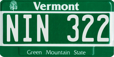 VT license plate NIN322