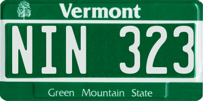 VT license plate NIN323