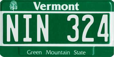 VT license plate NIN324