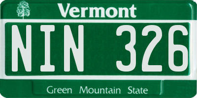VT license plate NIN326