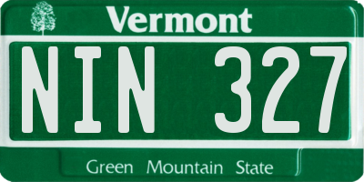 VT license plate NIN327