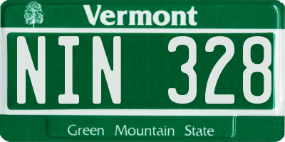 VT license plate NIN328