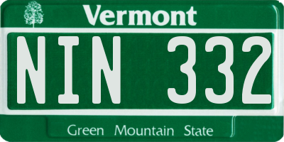 VT license plate NIN332