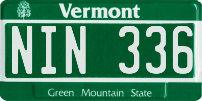 VT license plate NIN336