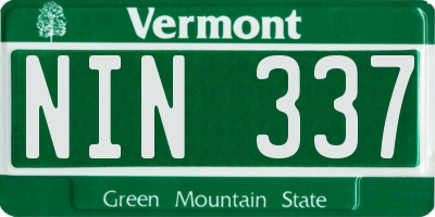 VT license plate NIN337