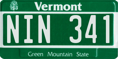 VT license plate NIN341
