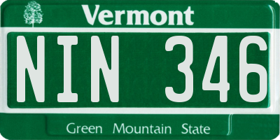 VT license plate NIN346