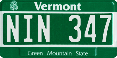VT license plate NIN347