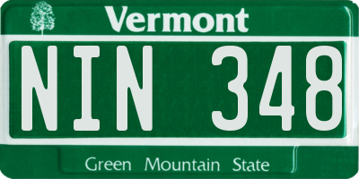 VT license plate NIN348