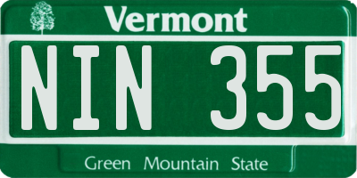 VT license plate NIN355