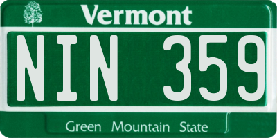 VT license plate NIN359