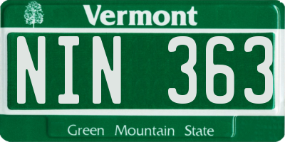 VT license plate NIN363