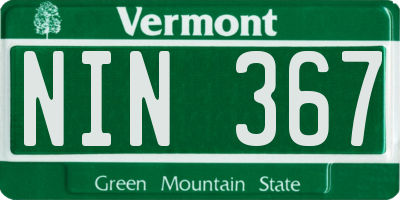 VT license plate NIN367
