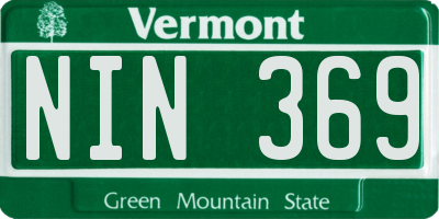 VT license plate NIN369