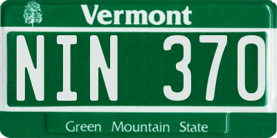 VT license plate NIN370