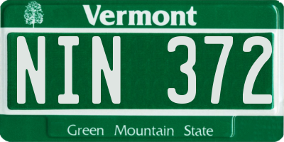 VT license plate NIN372
