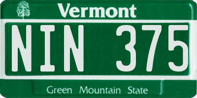 VT license plate NIN375