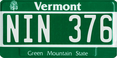 VT license plate NIN376