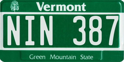 VT license plate NIN387
