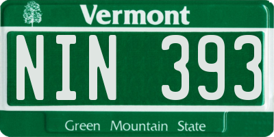 VT license plate NIN393
