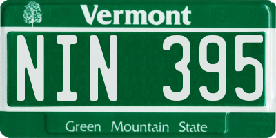 VT license plate NIN395