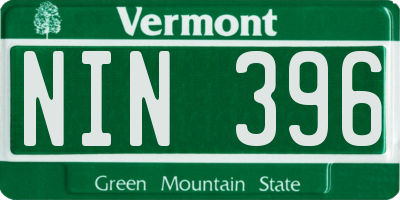 VT license plate NIN396