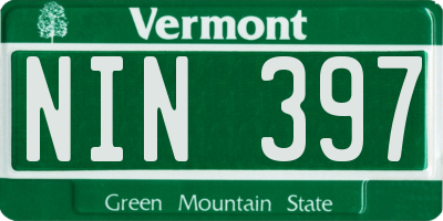 VT license plate NIN397