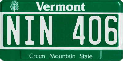 VT license plate NIN406