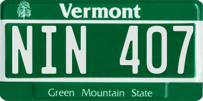 VT license plate NIN407